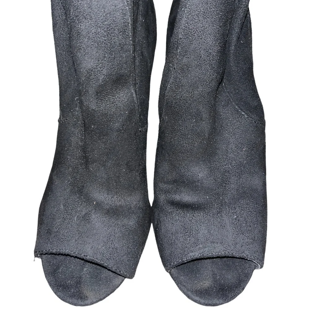 STEVE MADDEN Peep Toe Thigh High Black Pull On Boots Size 7